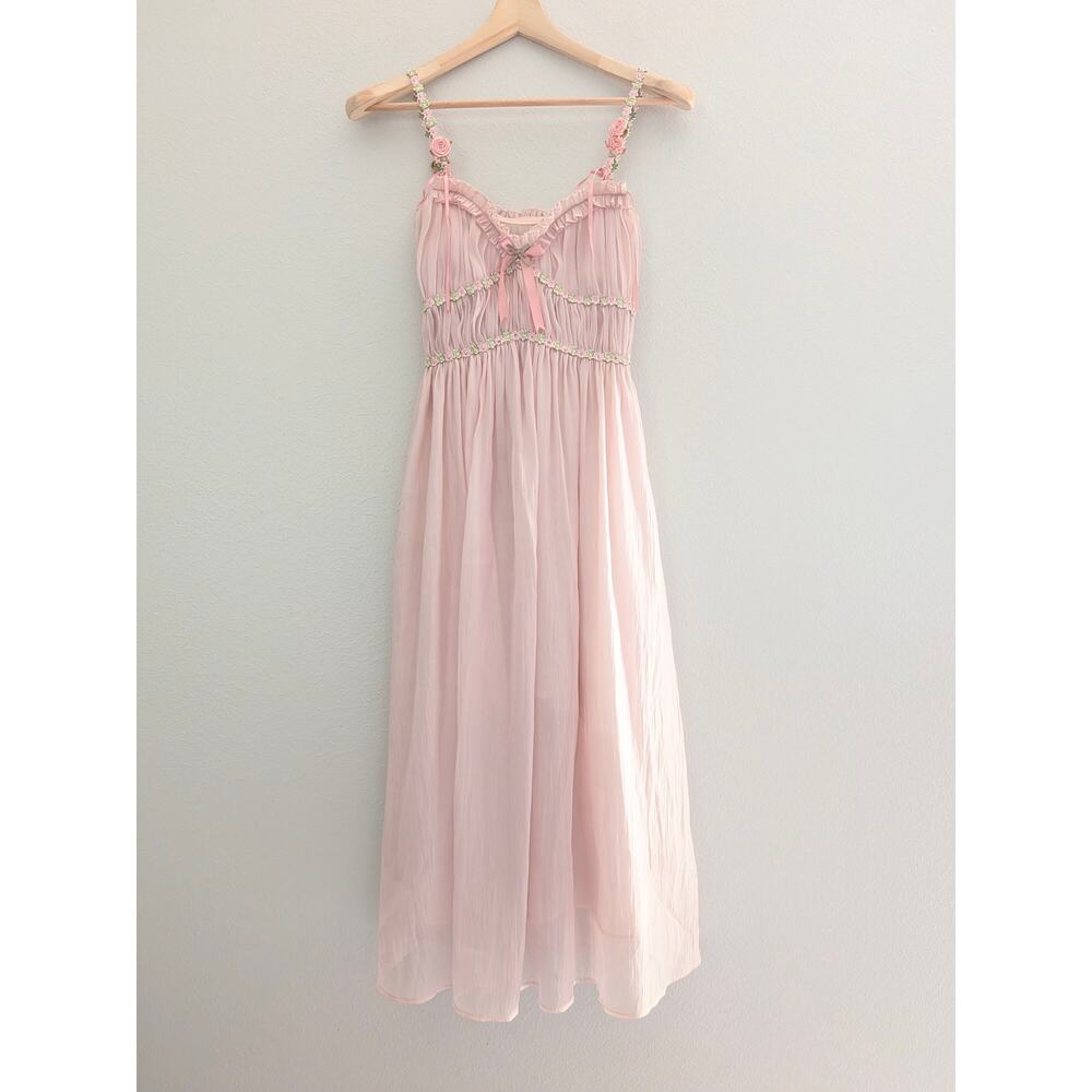 LaceMade Pink Aurora Corset Dress Size XS Princess Cottagecore Romantic Lace - Picture 4 of 11